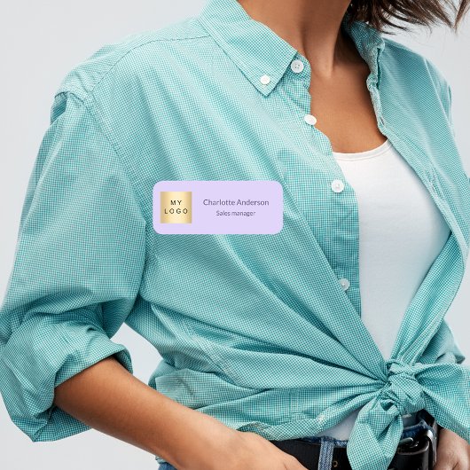 Porte-nom Violet lavande logo entreprise employé élégant