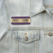 Porte-nom Violet Pourpre Blanc à pois Luxe Or (En situation)