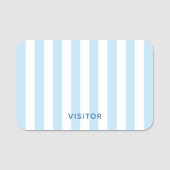 Porte-nom Visiteur rayé bleu pâle et blanc moderne (Devant)