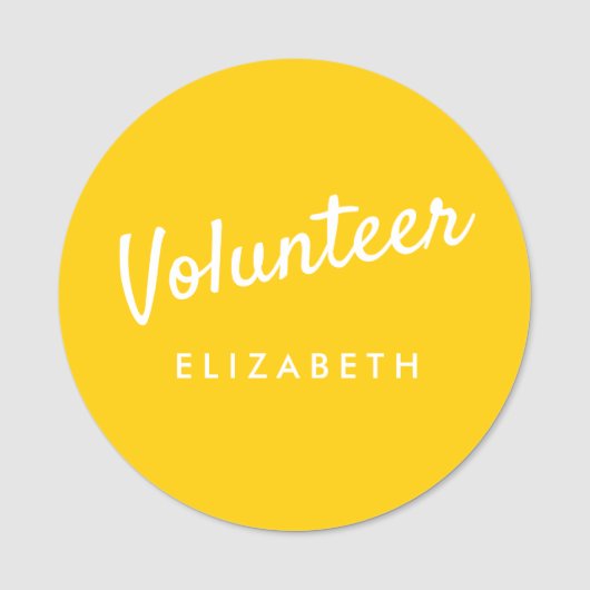 Porte-nom Volontaire jaune rétro magnétique (Devant)