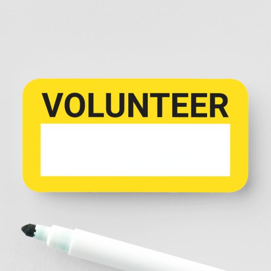 Porte-nom Volontaire jaune vierge (En situation)