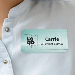 Porte-nom Votre logo Brossé Aqua Blue Nom Balise avec Argent