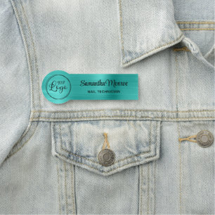 Porte-nom Votre logo d'entreprise Ici Turquoise Blue Ombre