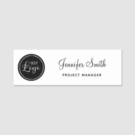 Porte-nom Votre logo d'entreprise sur Black Circle (Devant)