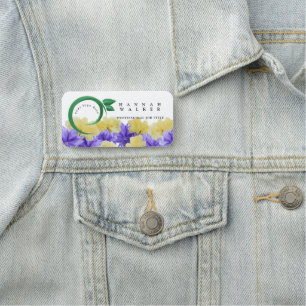 Porte-nom votre logo ici, fleurs de prairie de couleur verte