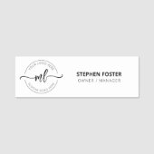 Porte-nom Votre Logo Ici Minimal Initiales Monogrammes Blanc (Devant)