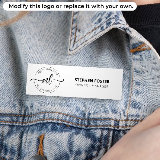 Porte-nom Votre Logo Ici Minimal Initiales Monogrammes Blanc