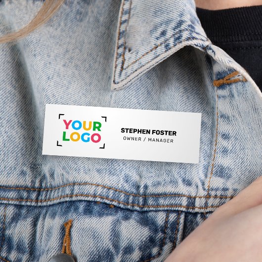 Porte-nom Votre logo ici Simple White Business