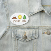 Porte-nom Woods Camping Tree Sunshine Mountain Camp Randonné (En situation)