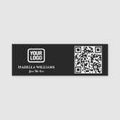 Porte-nom Your Logo Here Simple Modern Minimal Black QR Code (Devant)
