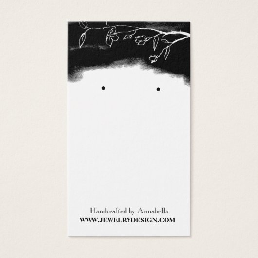 Porte-oreille Floral Blanc Noir Bijoux Personnalis (Devant)