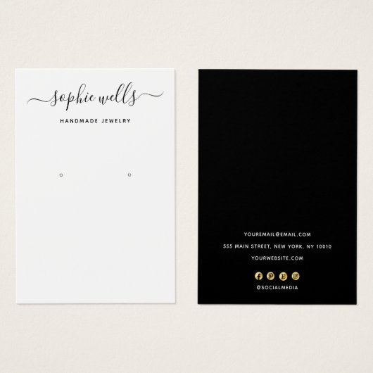 Porte-oreille noir simple Script (Devant & derrière)