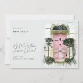 Porte rose et bois blanc Faire-part mobile tendanc (Devant)