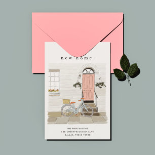 Porte rose Faire-part de déplacement illustré