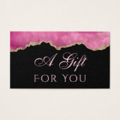 Porte rose sur carte cadeau noire (Devant)