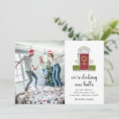 Porte rouge | Faire-part de déménagement photo vac (Debout devant)