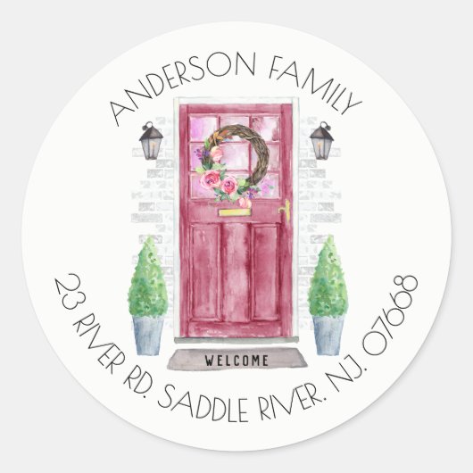 Porte rouge | Nouveau Sticker Étiquette de adresse (Devant)