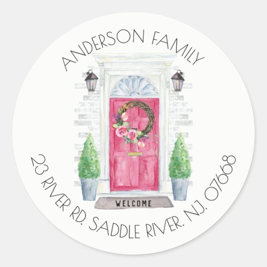 Porte rouge | Nouveau Sticker Étiquette de adresse (Devant)