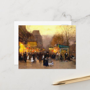 Porte Saint Martin met Kerstmis in Parijs Feestdagenkaart