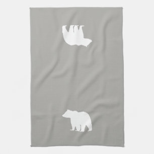 Porte Silhouette Gris et Blanc Serviette de cuisin