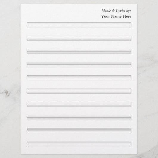 Portées de papier à musique vierge sans clefs (Devant)