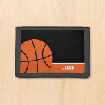 Portefeuille À 3 Volets Basketball Nom personnalisé des enfants<br><div class="desc">Ce mignon porte-monnaie de basket fait un grand cadeau pour un petit garçon. Personnalisez facilement ce nom personnalisé !</div>