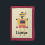 Portefeuille À 3 Volets Illustration de robots rétro pour enfants personna<br><div class="desc">Un robot-jouet de style rétro-Cool sur le porte-feuille triplé pour enfant personnalisé.</div>