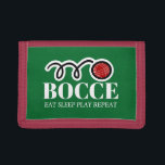 Portefeuille À 3 Volets Joli joueur de bocce italien Trifold Wallet cadeau<br><div class="desc">Joli joueur de bocce italien Trifold Wallet cadeau pour enfants et adultes. Personnalisez avec votre propre texte personnalisé ou une citation amusante. Idée cadeau d'anniversaire amusant pour les amis et la famille qui aiment jouer au bocci. Le jeu de bowling italien, semblable à des boules et des boules. Eat Sleep...</div>