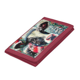 Portefeuille À 3 Volets La vache rêve de temps plus chauds Turquoise Rouge
