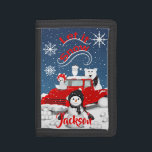 Portefeuille À 3 Volets Laisser neiger<br><div class="desc">This design feobjets the nostalgia of a vintage red truck with some Arctic animals and a snowman in a wintry scene.</div>