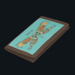 Portefeuille À 3 Volets L'art de la libellule de style boho Turquoise pers<br><div class="desc">Porte-peintures élégantes personnalisées à motifs de libellules sur arrière - plan turquoise (la couleur peut être customisée)</div>