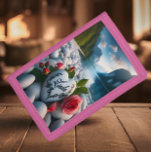 Portefeuille À 3 Volets Le coeur de Linda au milieu des montagnes<br><div class="desc">Une pierre en forme de coeur portant le nom Linda inscrit sur elle,  entourée de roses et nichée au milieu de pierres blanches lisses sur une rive du lac.</div>