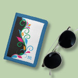 Portefeuille À 3 Volets Monogramme floral déco<br><div class="desc">Ce porte-monnaie coloré est prêt pour votre propre monogramme. Créé dans un motif de bordure en feuille tourbée en noir et blanc,  avec des éclats de couleur éclatants.</div>