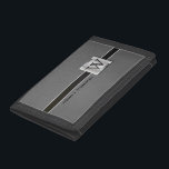Portefeuille À 3 Volets Monogramme gris et noir avec des accents argentés<br><div class="desc">Portefeuille triplé. ⭐ Ce Produit est 100% Personnalisable. *****Cliquez sur le BOUTON PERSONNALISER pour ajouter, supprimer, déplacer, redimensionner, modifier, faire pivoter, etc... n'importe quel graphique ou texte ou utilisez les zones de remplissage. 99% de mes designs dans mon magasin sont faits en couches. Cela vous permet de redimensionner et de...</div>