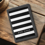Portefeuille À 3 Volets Motif à rayures noir et blanc moderne Nom personna<br><div class="desc">Rugby Stripes - Un motif preppy avec des rayures audacieuses et un monogramme de votre prénom ou de votre nom. Ce design comprend un motif rayé blanc tendance - Si votre art doit encore être ajusté, cliquez sur la Personnaliser Ce bouton. Cela vous mènera à une zone de design où...</div>