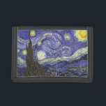 Portefeuille À 3 Volets Nuit étoilée par Vincent van Gogh<br><div class="desc">Starry Night by Vincent van Gogh est un post impressionnisme d'art vintage paysage de paysages avec vue sur Saint Rémy, France depuis l'asile de van Gogh. Le ciel nocturne tourbillonne de nuages avec une lune brillante et des étoiles brillantes au-dessus du village pittoresque. Starry Night est probablement le tableau le...</div>