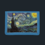 Portefeuille À 3 Volets Nuit étoilée par Vincent van Gogh.<br><div class="desc">Nuit étoilée par Vincent van Gogh. Les plus célèbres beaux-arts,  impressionnisme,  peinture à l'huile de paysage. Favoris et aimé par beaucoup de gens. Une belle nuit étoilée bleue avec l'imagination jaune étoiles d'espoir et de joie.</div>