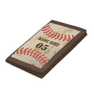 Portefeuille À 3 Volets Numéro de base-ball Vintage personnalisé Rétro
