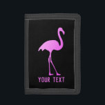 Portefeuille À 3 Volets Porte-monnaie personnalisé avec design d'oiseau fl<br><div class="desc">Porte-monnaie personnalisé avec design d'oiseau flamand rose néon. Porte-monnaie personnalisé pour enfants et adultes. Couleurs noires et roses.</div>