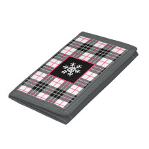 Porte-monnaie pliable en trois noir, blanc et rose