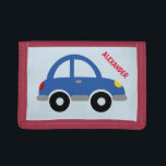 Portefeuille À 3 Volets Porte-monnaie pour enfant personnalisé avec voitur<br><div class="desc">Porte-monnaie personnalisé avec illustration de voiture de jouets. Idée cadeau d'anniversaire ou de Noël pour petits garçons. Personnalisable avec le nom ou la lettre monogramme de votre enfant. Faites-en un pour votre fils, petit-fils, neveu, petit-fils, etc. Illustration colorée du véhicule bleu. Idées cadeaux d'anniversaire et de Noël pour les enfants....</div>