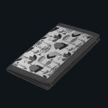 Portefeuille À 3 Volets Porte-Motif atomique noir et blanc<br><div class="desc">Ce Portefeuille en Nylon de Motif atomique noir et blanc est noir et blanc et rétro partout. Le design se compose d'une réplique d'un tissu vintage des années 1950, vue à travers l'objectif d'une émission de télévision en noir et blanc. Les formes d'art moderne comprennent tout, de l'abstrait au poisson...</div>