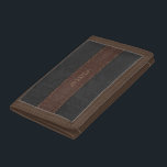 Portefeuille À 3 Volets Revêtement en cuir cousu noir et brun<br><div class="desc">Impression de texture en cuir vintage noir et brun.</div>