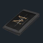 Portefeuille À 3 Volets Stylish Black Gold Monogram Girly Chic Script Nom<br><div class="desc">Élégant Noir Monogramme Girly Chic Script Nom Tripli Wallet</div>