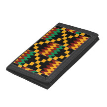 Tissu Kente noir, vert, rouge et jaune