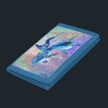 Portefeuille double Dolphin triple<br><div class="desc">Wallets avec Dolphins Couple Peinture - Personnalisable - Choisissez / Ajoutez votre texte unique - Nom / Couleur / Police / Taille / Éléments - Image - Faites votre cadeau spécial - Redimensionnez et déplacez ou ajoutez des éléments / du texte avec l'outil de personnalisation ! Peinture et design par...</div>