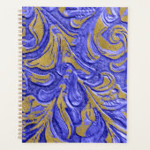 Portefeuille en cuir Texture Bleu Embossé Planner (Devant)