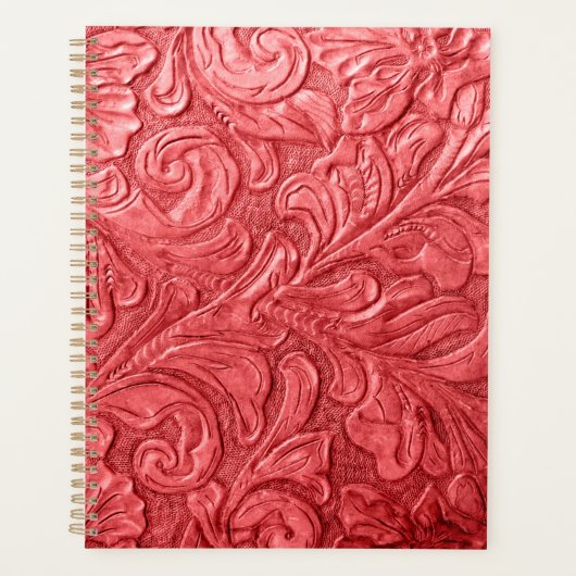Portefeuille en cuir Texture Rouge Embossé (Devant)