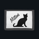 Portefeuilles de chat noir et bourses de pièce de<br><div class="desc">Portefeuilles de chat noir et bourses de pièce de monnaie avec le nom d'animal domestique. Idée mignonne de cadeau pour l'amoureux des chats/personne. Silhouette de conception de chaton.</div>