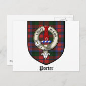 Porter Clan Crest Badge Tartan Briefkaart (Voorkant / Achterkant)